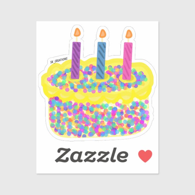 Sticker Gâteau d'anniversaire à la vanille colorée (Feuille)