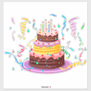 Sticker Gâteau d'anniversaire coloré avec bougies