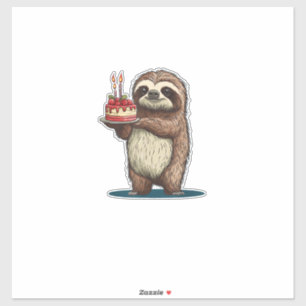 Sticker Gâteau d'anniversaire drôle avec costume de paress