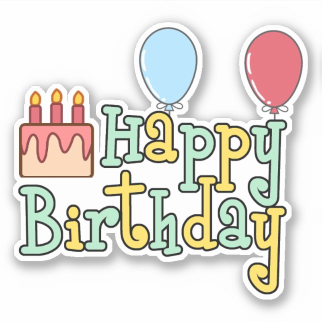 Sticker Gâteau d'anniversaire et ballons (Devant)