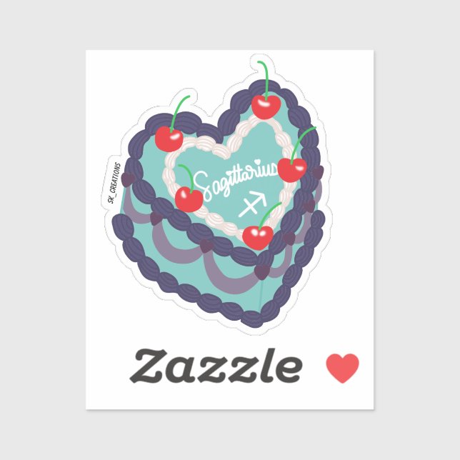 Sticker Gâteau de coeur de Sagittarius (Feuille)