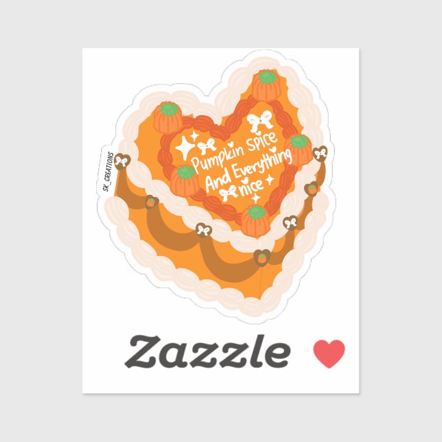 Sticker Gâteau en forme de cœur au piment de citrouille et (Feuille)