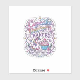 Sticker Gâteau Licorne Licorne Boulangerie Fond Blanc Pr