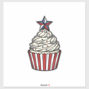 Sticker Gâteau patriotique gravure vintage Quatre Juillet