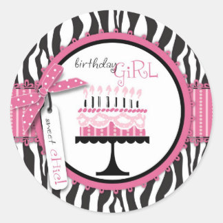 Sticker gâteau sauvage d'anniversaire rose 2