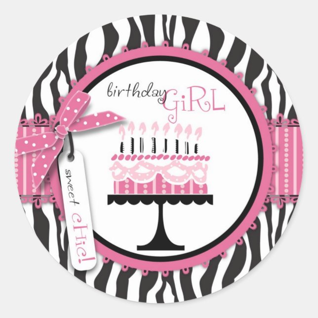 Sticker gâteau sauvage d'anniversaire rose 2 (Devant)