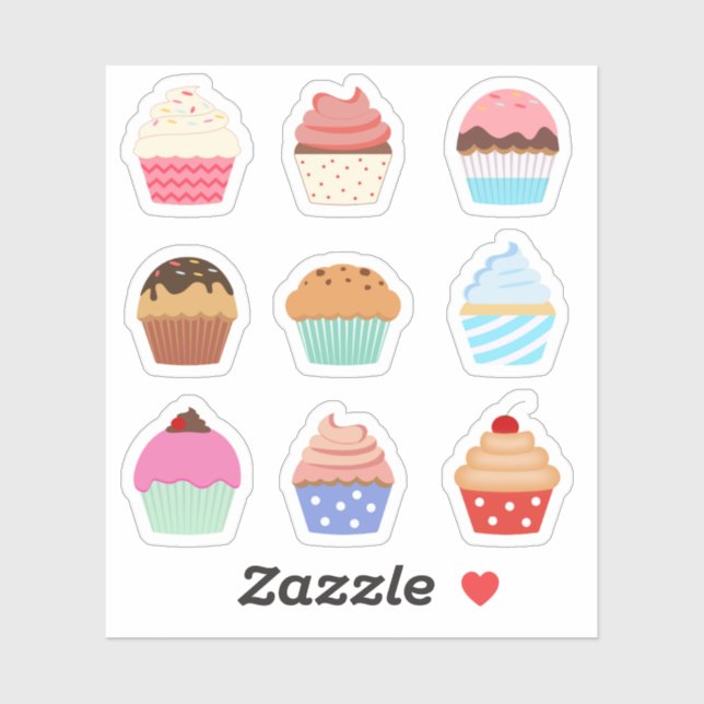 Sticker Gâteaux Cupcakes Colorés Muffins Planificateur Déc (Feuille)