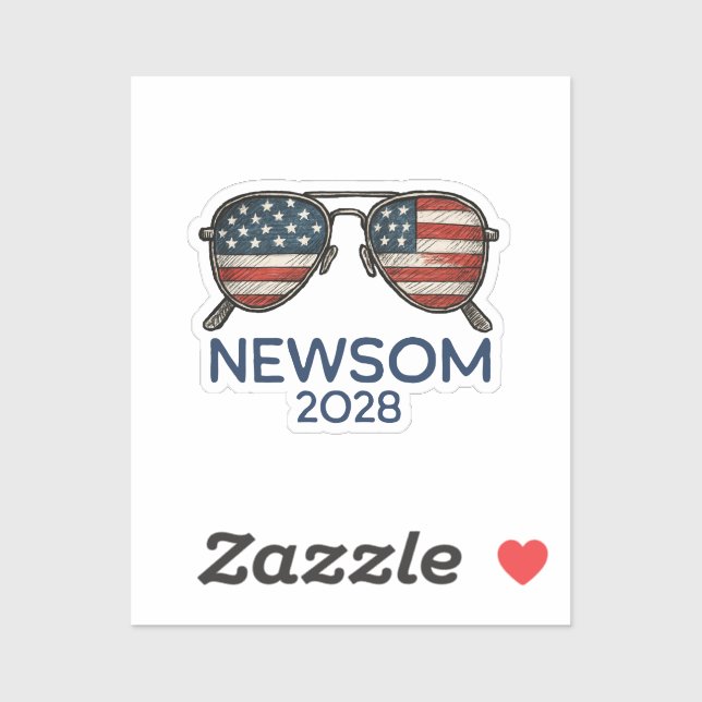 Sticker Gavin Newsom 2028 Pour Lunettes de soleil Présiden (Feuille)