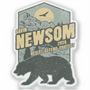 Sticker Gavin Newsom 2028 Résister Protéger Défendre