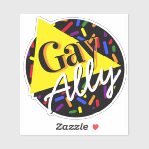 Sticker Gay Ally Arc-en-ciel Noir 80s Memphis Style