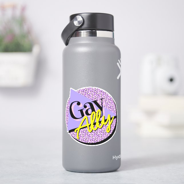 Sticker Gay Ally violet jaune 80s Memphis Style (HydroFlask)
