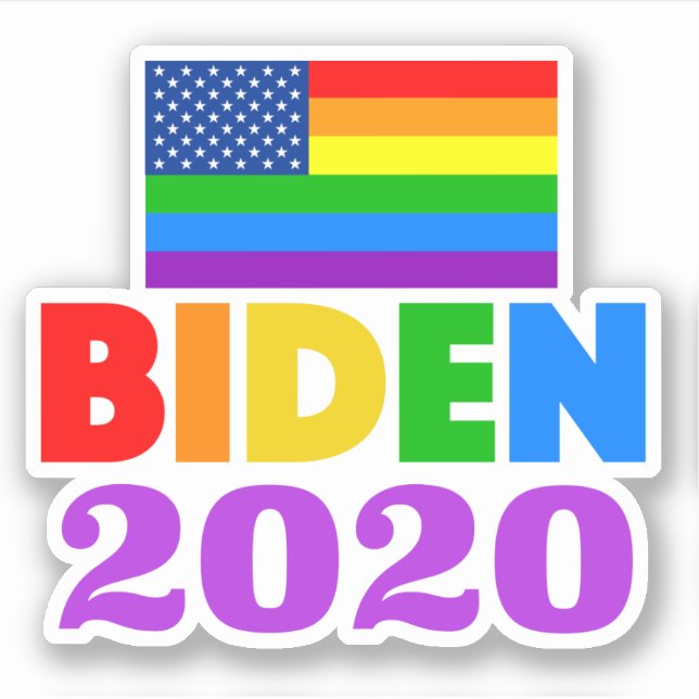 Sticker Gay pride arc-en-ciel Biden 2020 (Devant)