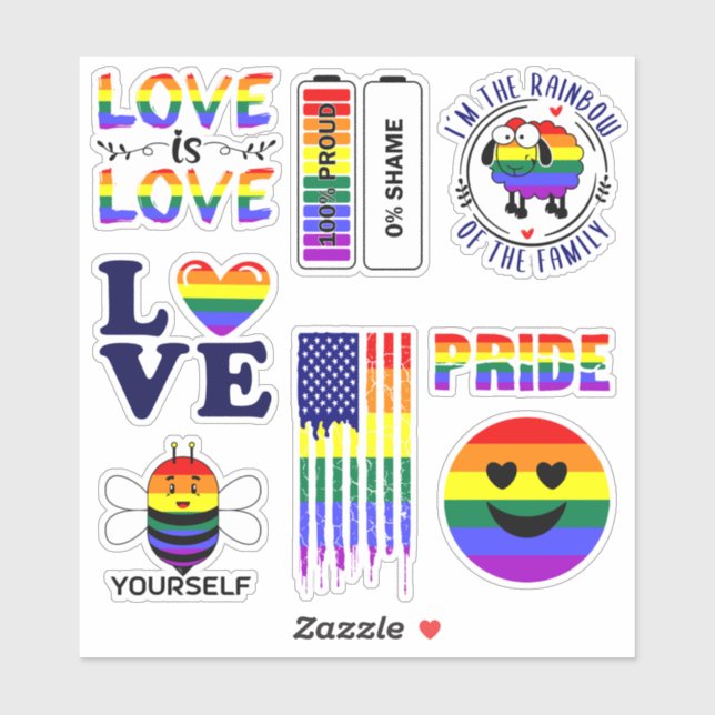 Sticker Gay pride LGBT Vegan (Feuille)