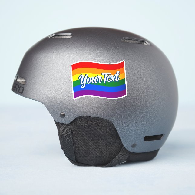Sticker Gay pride Rainbow Flag texte personnalisé jusqu'à  (Côté casque)