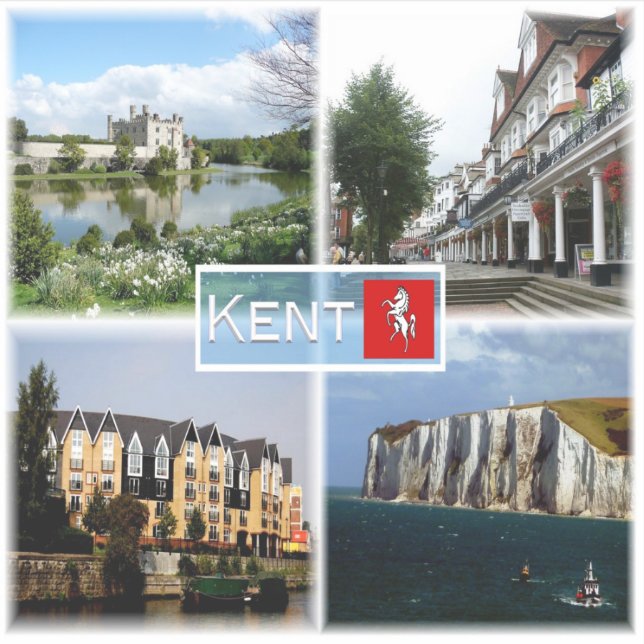 Sticker GB Kent - Château de Leeds - Puits Royal Tunbridge (Devant)