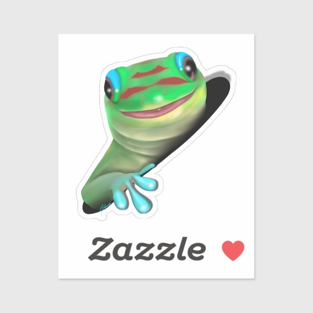 Sticker Gecko dans un trou (Feuille)