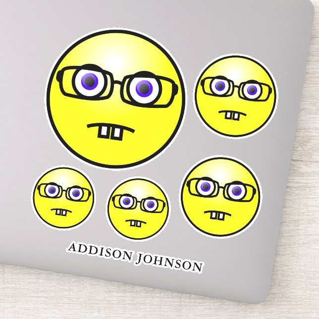 Sticker Geek nerd Emoji Yellow Face Collection Ajouter Nom (Détail)