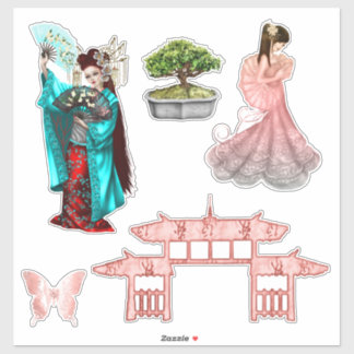 Sticker Geisha Girls
