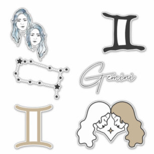 Sticker Gemini astrologie jumeaux zodiac anniversaire or