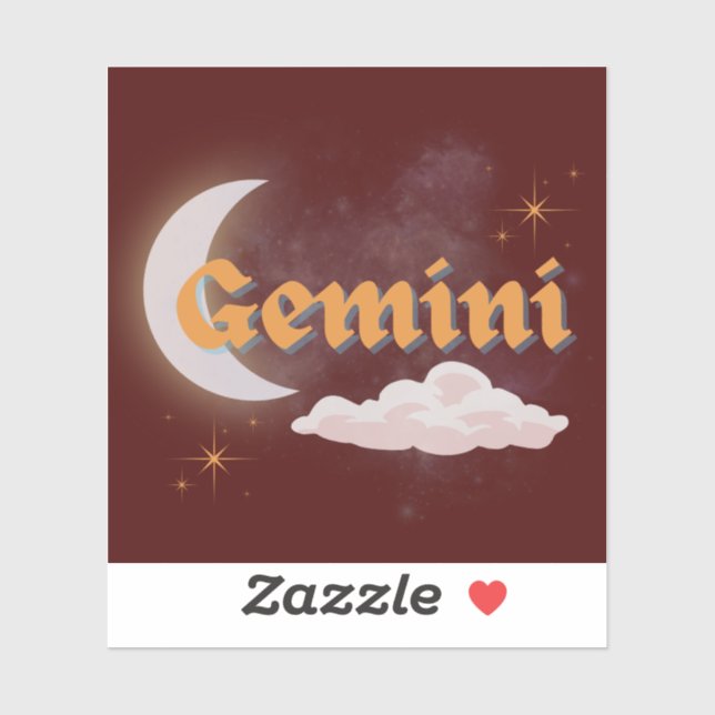 Sticker Gemini Celestial esthétique Dreamy Moon Cloud Star (Feuille)