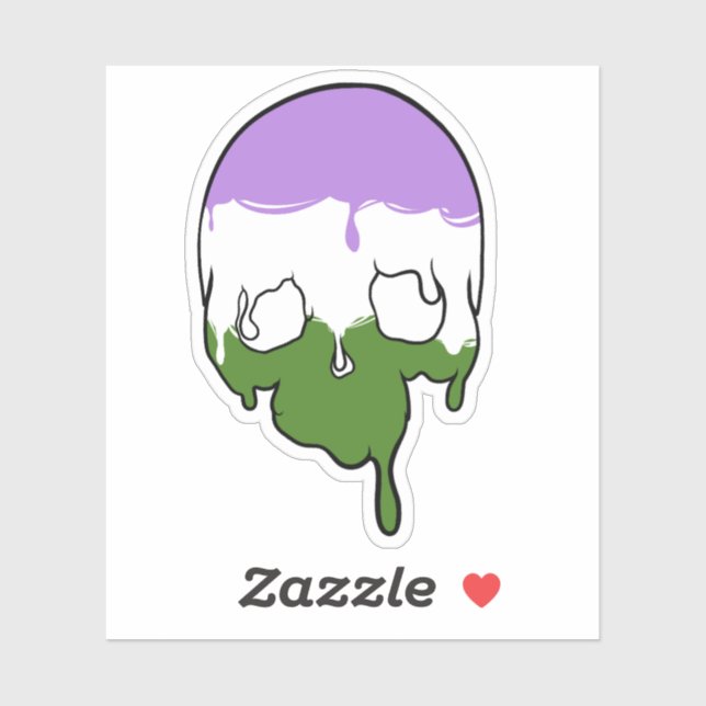 Sticker Genderqueer Pride Déchets Crâne (Feuille)