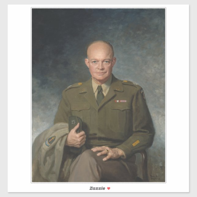 Sticker Général Dwight Eisenhower Portrait peint 5 étoiles (Feuille)