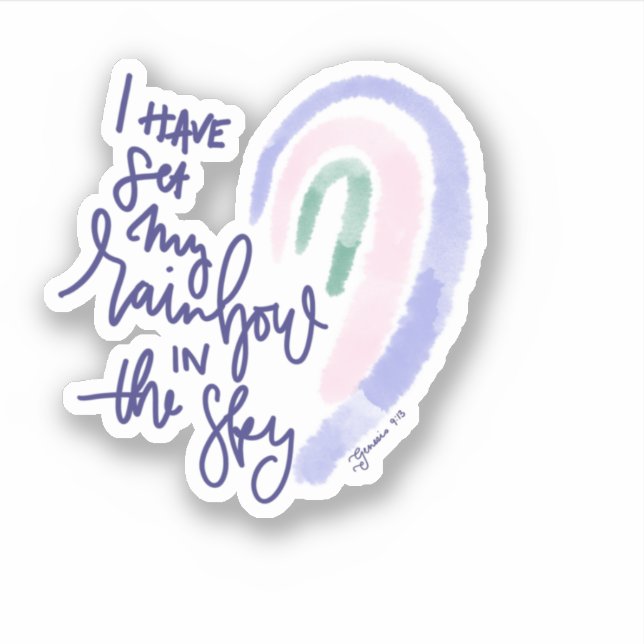 Sticker Genèse de l'autocollant arc-en-ciel de Jésus (Devant)