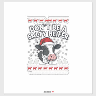Sticker Génie de Noël Vache Drôle Gravure Vintage