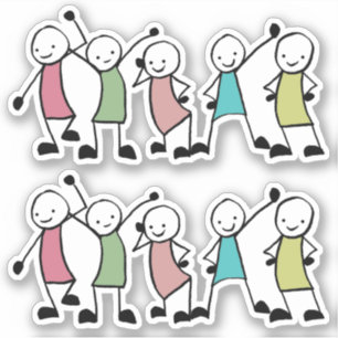 Sticker Gens bâtons heureux amis