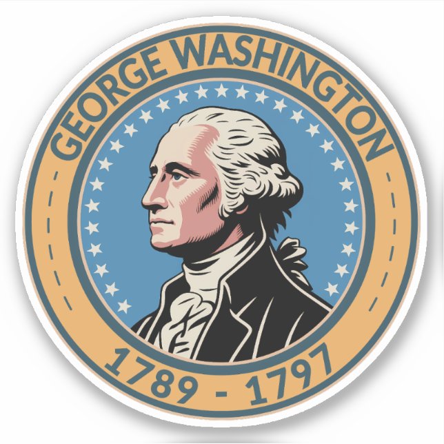 Sticker George Washington Illustration Badge de président  (Devant)