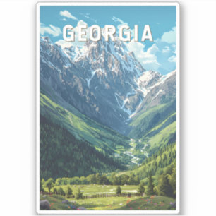 Sticker Georgia Illustration Travel Art Vintage