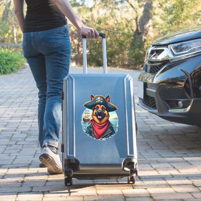 Sticker German Shepherd Dog Pirate Copy (Valise Insitu)