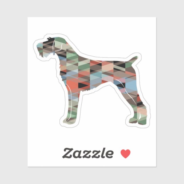 Sticker German Wirehaired Pointer Geo Silhouette Plaid (Feuille)
