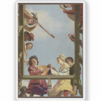 Sticker Gerrit van Honthorst - Groupe musical sur un balco