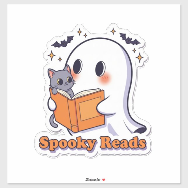 Sticker Ghost et Chat - Lectures Éffrayantes Hallo (Feuille)