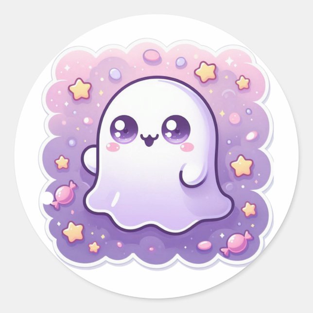 Sticker Ghost Kawaii Cute Pastel Charme Éffrayant (Devant)