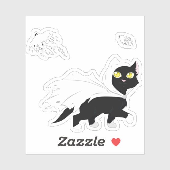 Sticker Ghost kitty (Feuille)