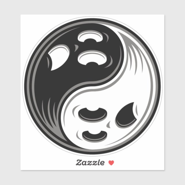 Sticker Ghost Yin Yang Noir et blanc (Feuille)