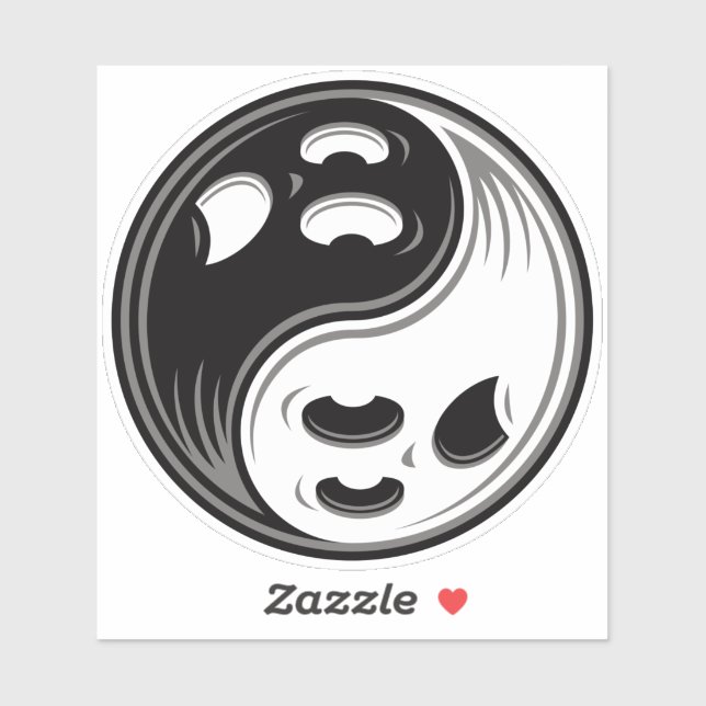 Sticker Ghost Yin Yang Noir et blanc (Feuille)