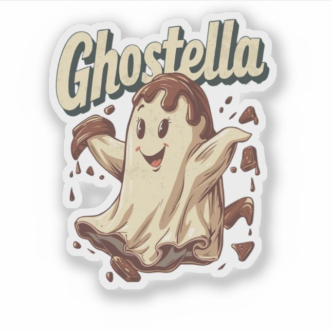 Sticker Ghostella SpookyFunny Ghost Halloween Food Pun (Devant)