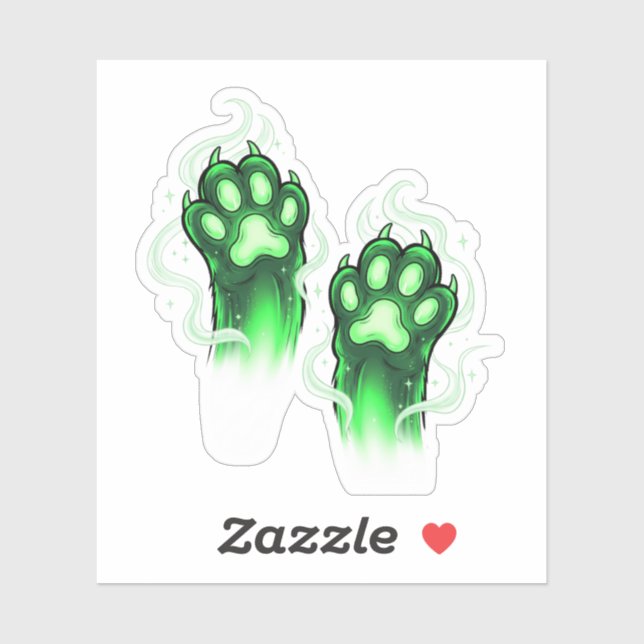 Sticker Ghoul Paws - Halloween des pattes de chat vert bri (Feuille)