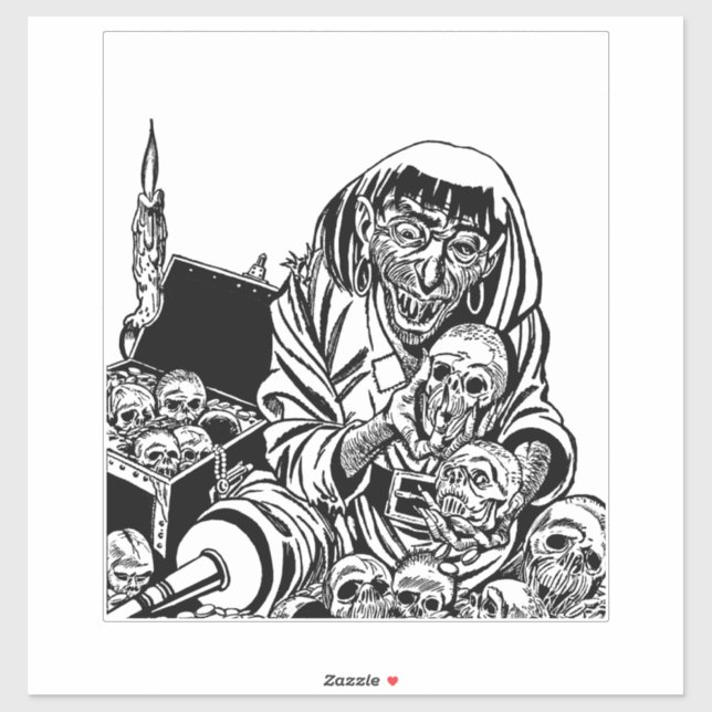 Sticker ghoul zombie pirate trésor monster horreur art (Feuille)