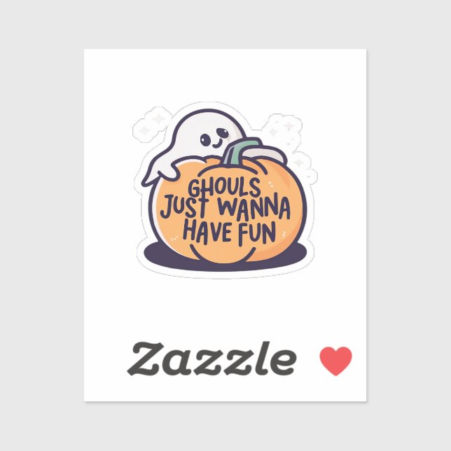 Sticker Ghouls veut juste s'amuser - mignon Doodle d'Hallo (Feuille)