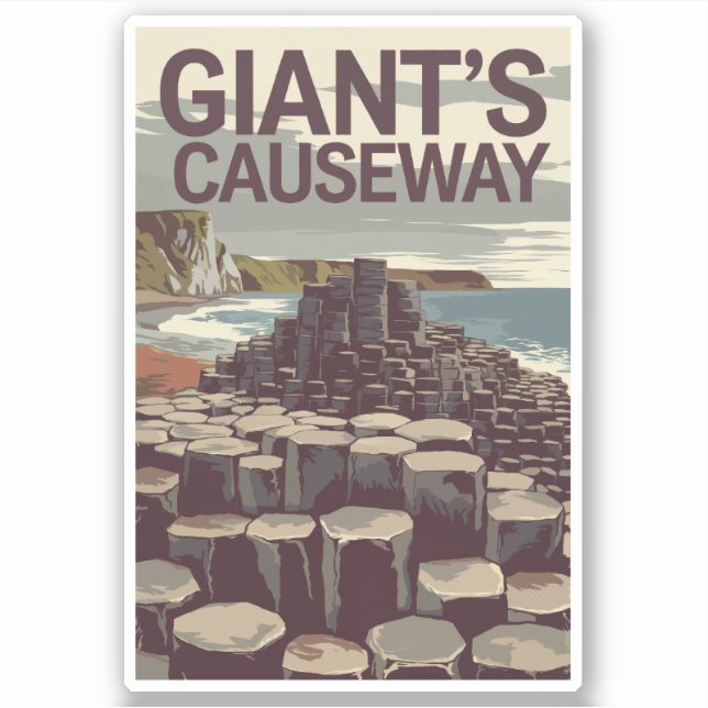 Sticker Giant's Causeway Irlande Illustration Travel Art (Devant)