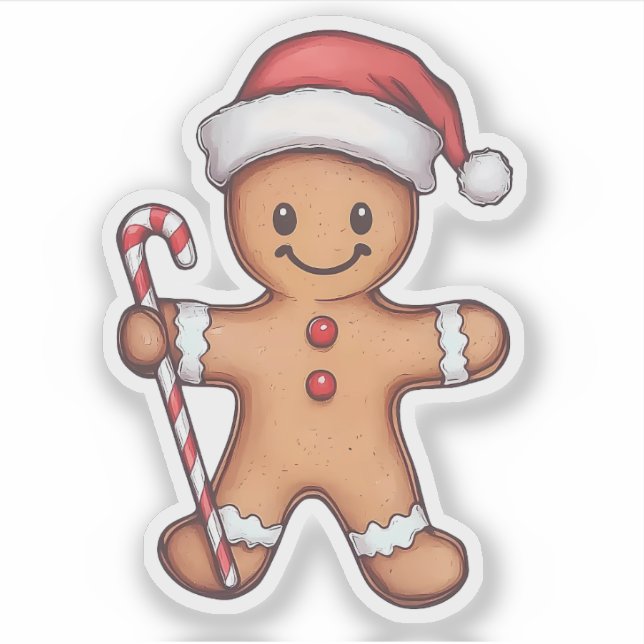 Sticker Gingerbread Man Christmas Cookie (Devant)