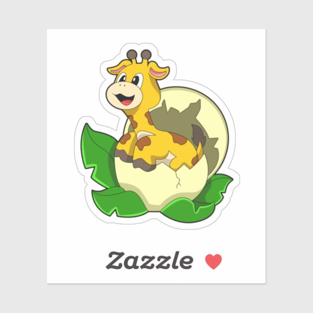 Sticker Girafe aux feuilles et oeufs (Feuille)