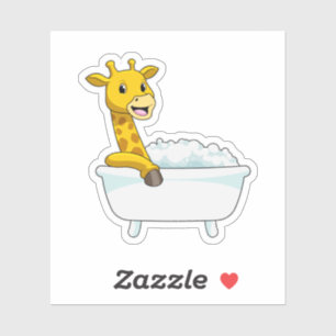 Sticker Girafe avec baignoire avec mousse