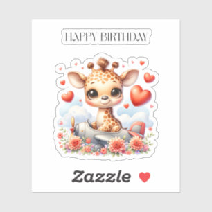 Sticker Girafe Avion Anniversaire