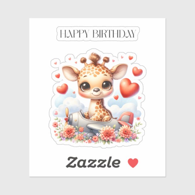 Sticker Girafe Avion Anniversaire (Feuille)
