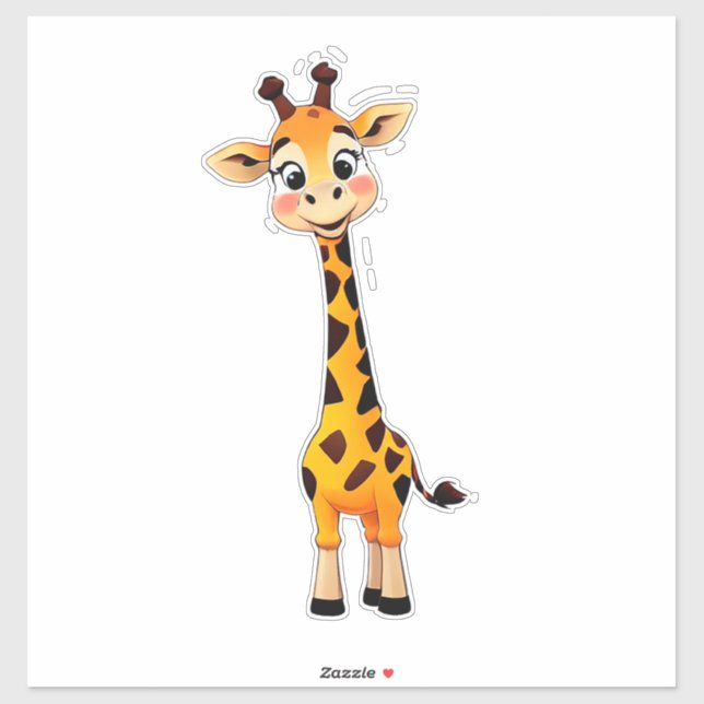 Sticker Girafe de dessin animé mignon (Feuille)